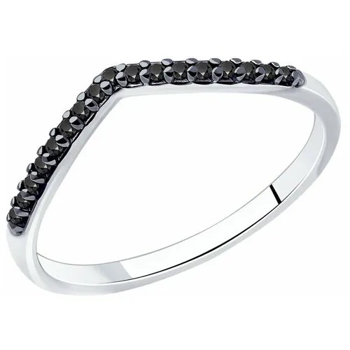 Кольцо Diamant, серебро, 925 проба, родирование, фианит, размер 18.5, черный