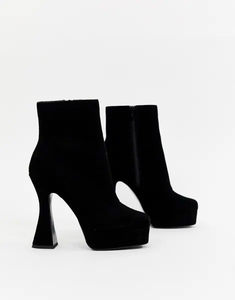 Замшевые ботинки на платформе ASOS DESIGN-Черный