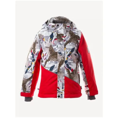 Детская куртка HUPPA ALEX 1, серый с принтом/красный 11248, размер 152