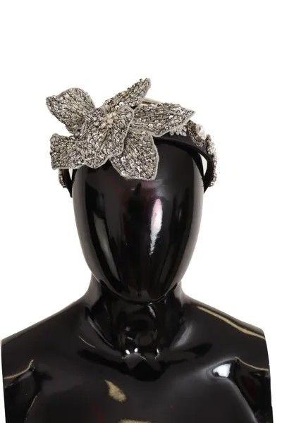 DOLCE - GABBANA Повязка на голову с диадемой и черными кристаллами, расшитая блестками и большим цветком 5500 долларов США