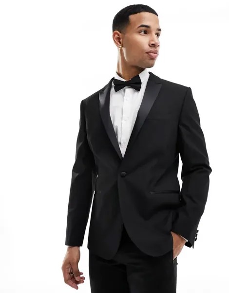 Черный облегающий смокинг ASOS