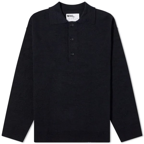 Поло Mhl By Margaret Howell Oversized Knitted Long Sleeve, цвет Ink