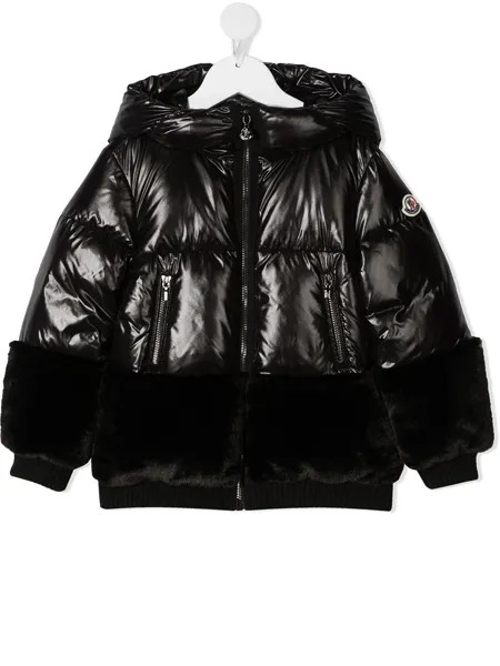 Moncler Enfant пуховик с искусственным мехом