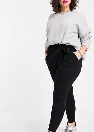 Черные брюки свободного кроя с присборенной талией Vero Moda Curve-Черный цвет