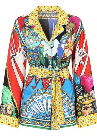 Dolce & Gabbana куртка с поясом и графичным принтом