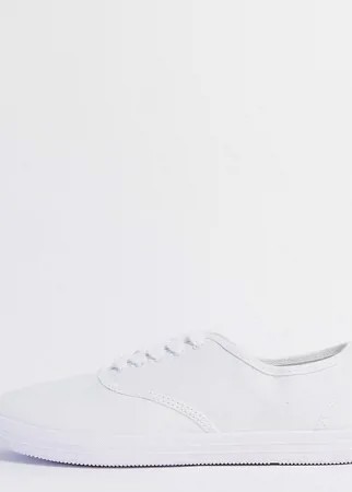 Белые парусиновые оксфордские кеды для широкой стопы ASOS DESIGN-Белый