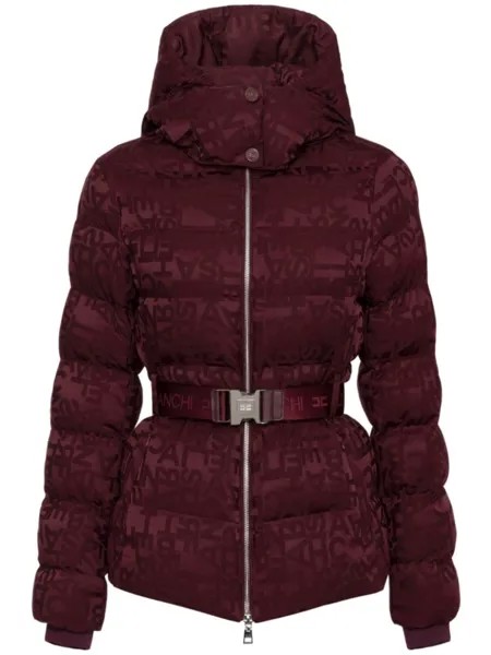 Elisabetta Franchi пуховик с жаккардовым логотипом и поясом, красный
