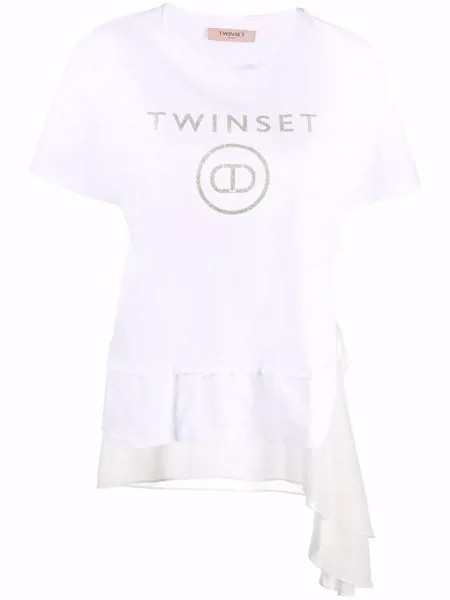 TWINSET футболка с драпировкой и логотипом