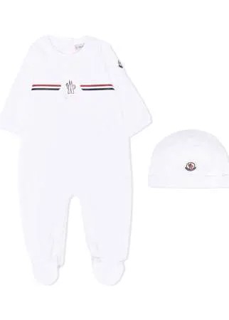 Moncler Enfant комплект из комбинезона и шапки с логотипом
