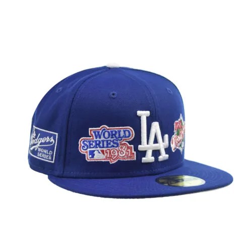 Нашивка для чемпионов мира New Era Los Angeles Dodgers MLB 59Fifty, синяя мужская шляпа