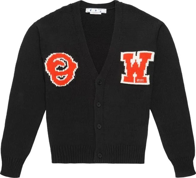 Кардиган Off-White Patch Knit Cardigan 'Black/Orange', черный