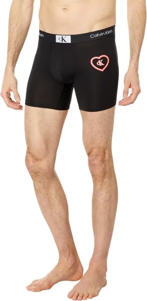 Боксеры Calvin Klein 1996 V-day Micro Boxer Brief, цвет Black/Neon Hearts Graphic/Poppy Red