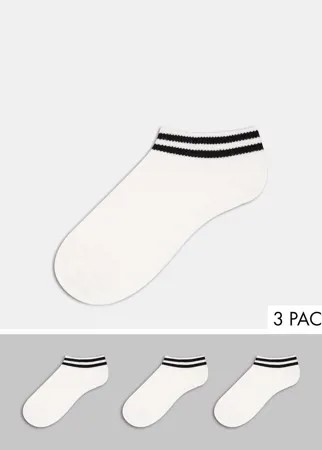 Набор из 3 пар белых носков до щиколотки с черными полосками French Connection-Белый
