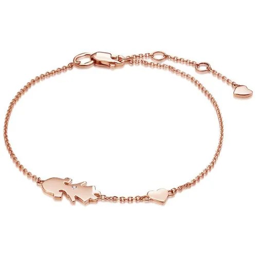 Браслет-цепочка Vesna jewelry, красное золото, 585 проба, родирование, бриллиант, длина 18.5 см.