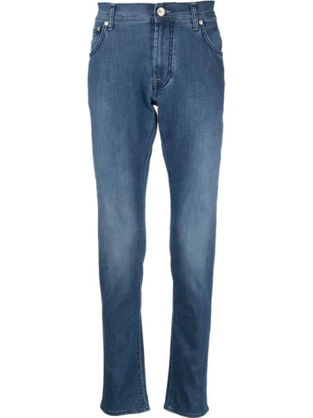 Corneliani узкие джинсы с заниженной талией, синий