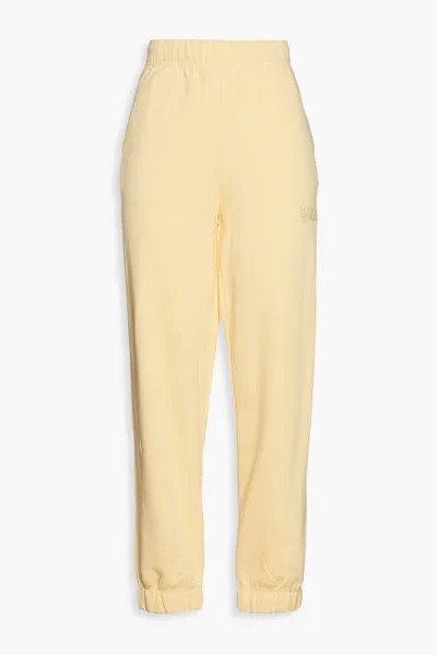 Спортивные брюки из махрового хлопка с вышивкой Ganni, пастельно-желтый