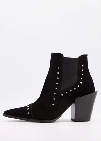 Черные замшевые ботинки с заклепками в стиле вестерн Depp-Черный цвет