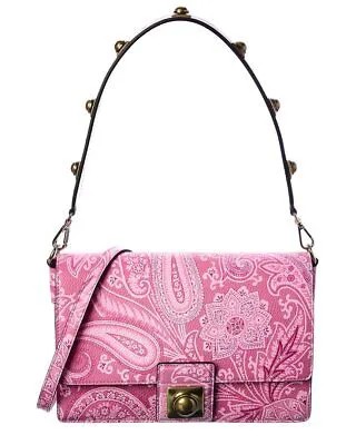Женская кожаная сумка на плечо Etro Crown Me, розовая