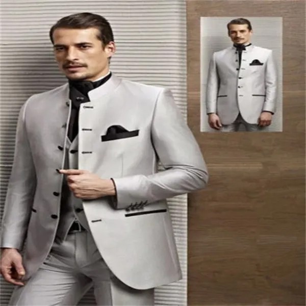 Новинка 2021 высококачественный индивидуальный серебристый модный мужской Западный облегающий комплект из 4 предметов (пальто + брюки + жилет...