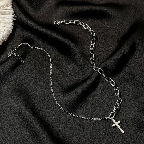 Колье, длина 44 см, серебристый
