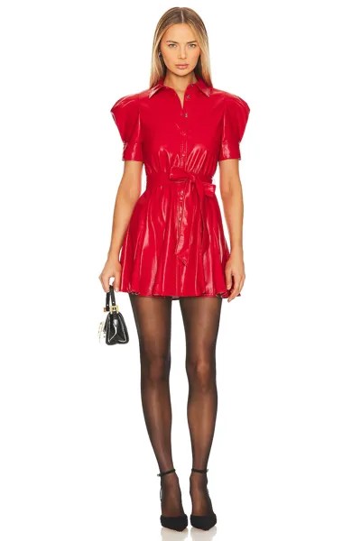 Платье Alice + Olivia Lurlene Faux Leather, цвет Bright Ruby