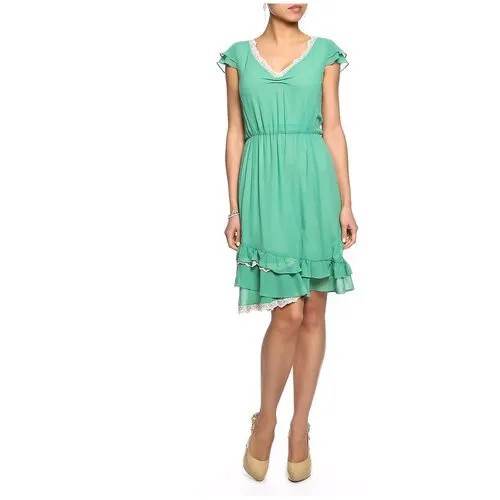 Платье TOY G, шифон, вечернее, трапециевидный силуэт, миди, размер 40, зеленый