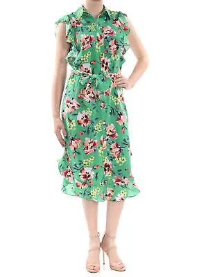 Женское зеленое платье-рубашка миди без рукавов с цветочным принтом RALPH LAUREN 8