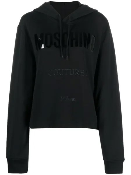 Moschino укороченное худи с логотипом, черный