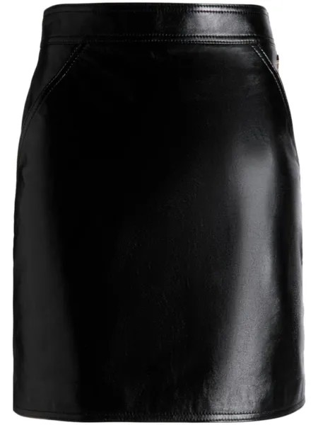 Bally кожаная юбка с завышенной талией, черный
