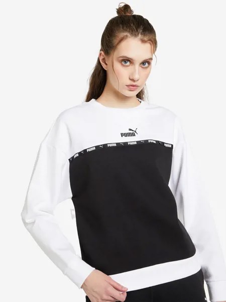 Свитшот женский PUMA Power Tape Crew, Черный