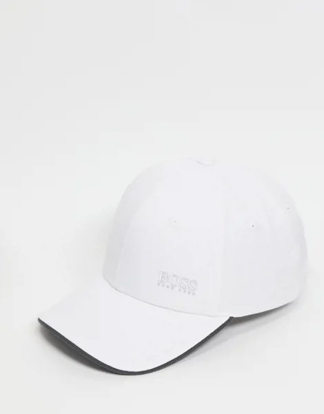 Белая кепка с маленьким логотипом BOSS-Белый