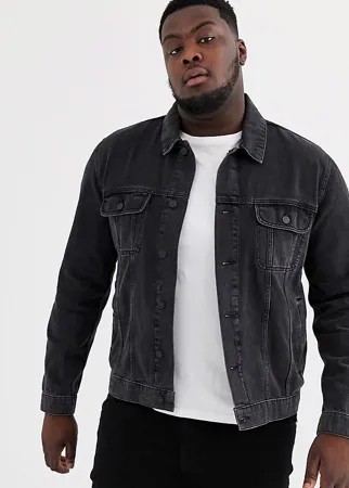 Черная джинсовая куртка стандартного кроя ASOS DESIGN Plus-Черный цвет