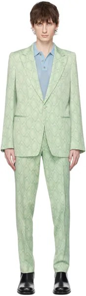 Зеленый костюм узкого кроя Dries Van Noten