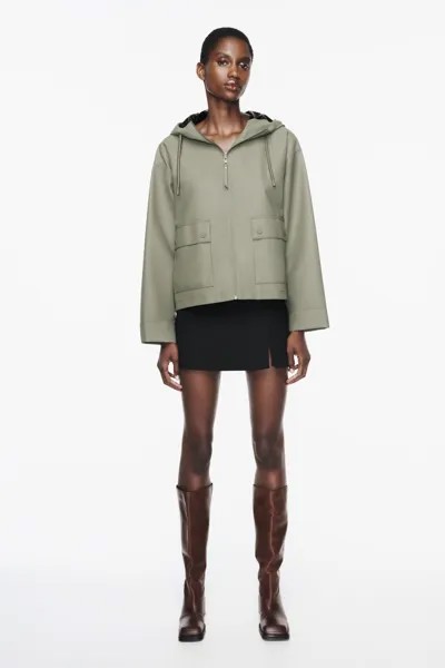 Резиновая куртка с капюшоном Zara, хаки
