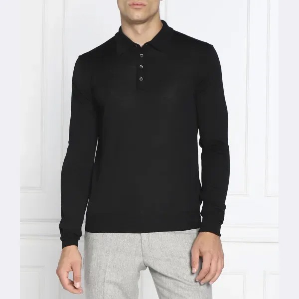 Шерстяной свитер Ruben, рубашка-поло ls slim fit Oscar Jacobson, черный