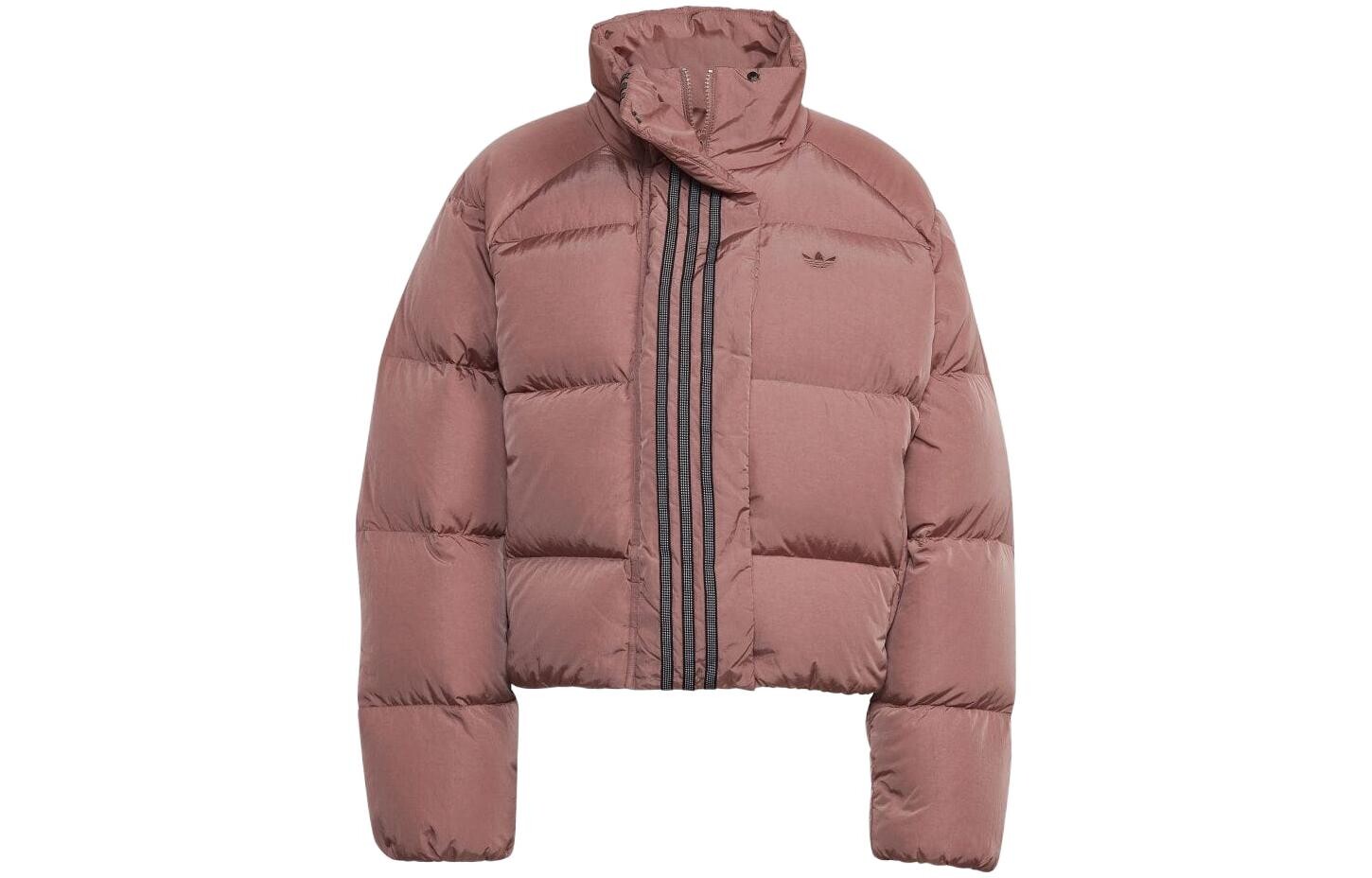 Пуховик женский светло-коричневый красный Adidas
