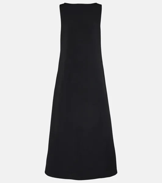 Платье rhea с открытой спиной из смесовой шерсти The Row, черный