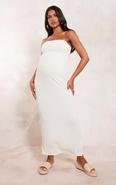 PrettyLittleThing Кремовое платье-бандо мидакси для беременных