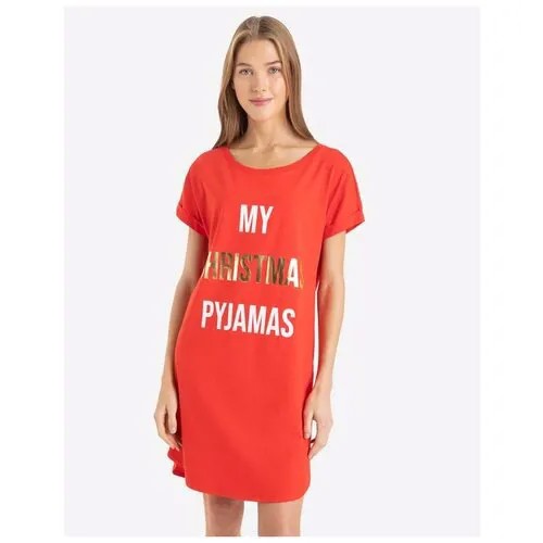 Красная ночная сорочка с новогодним принтом My Christmas pyjamas Gloria Jeans