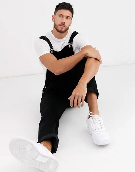 Черный джинсовый комбинезон свободного кроя ASOS DESIGN