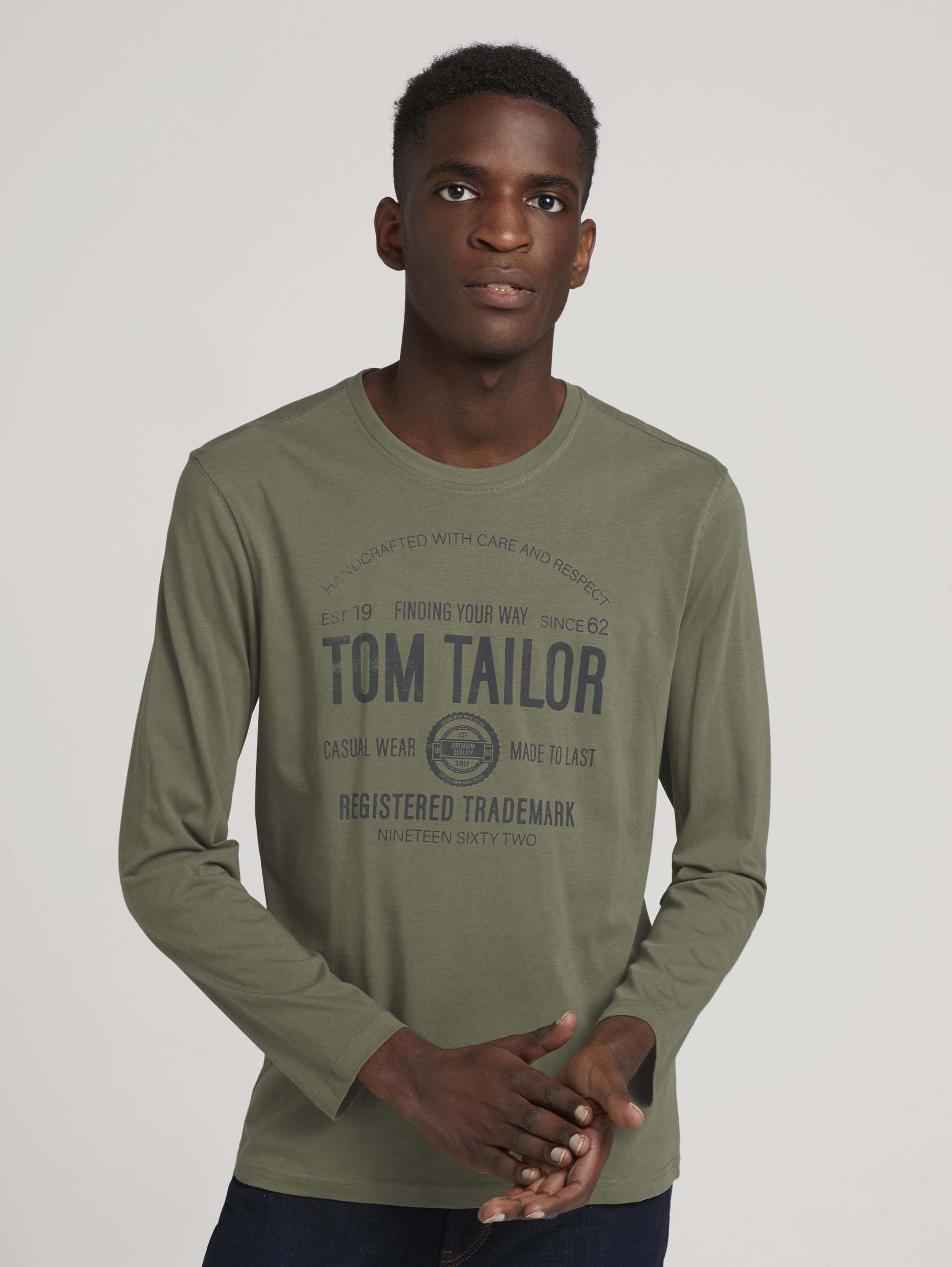 Лонгслив мужской 1027417 TOM TAILOR зеленый S