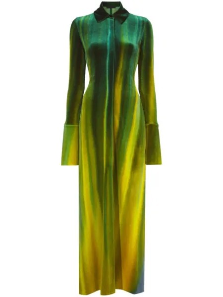 Proenza Schouler Ice Dyed Velvet Shirt Dress, зеленый