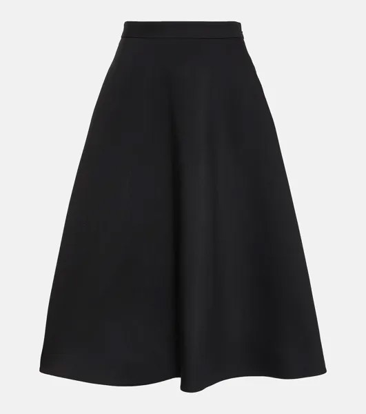 Юбка миди с высокой посадкой Crêpe Couture Valentino, черный