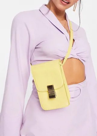 Желтая прямоугольная сумка через плечо с металлической застежкой Truffle Collection-Коричневый цвет