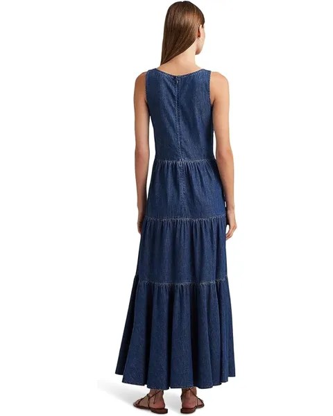 Платье LAUREN Ralph Lauren Denim Sleeveless Tiered Maxidress, цвет Atlas Wash