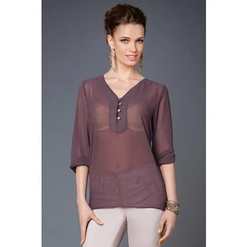 Блуза Арт-Деко, размер 48, коричневый