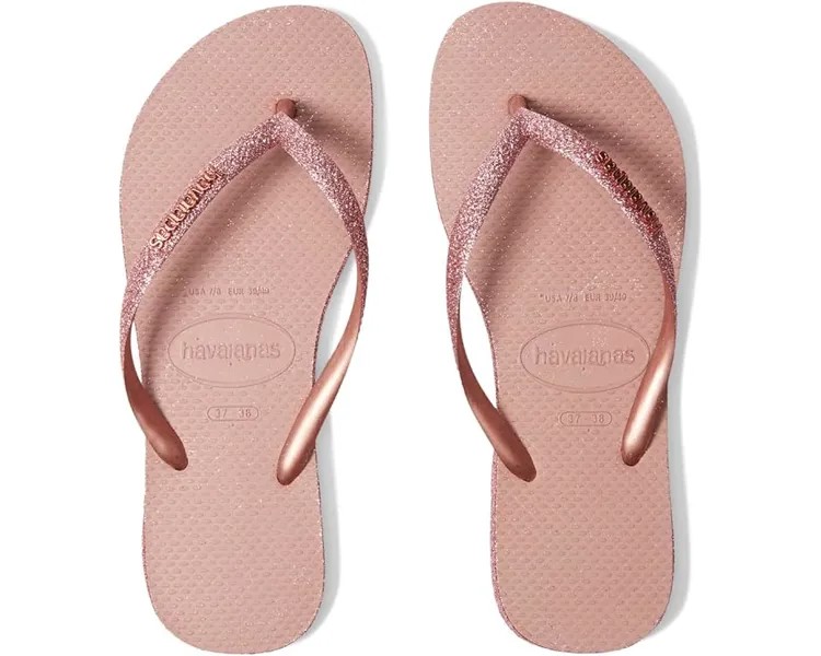 Сандалии Havaianas Slim Sparkle II Flip Flop Sandal, цвет Crocus Rose/Golden Blush
