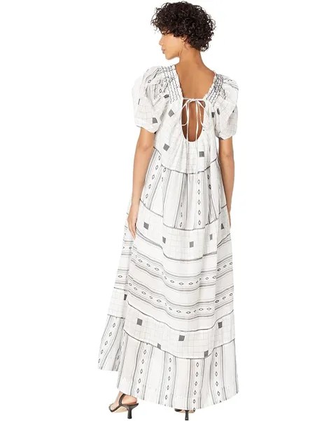 Платье Free People Jamie Embroidered Maxi, черный/белый