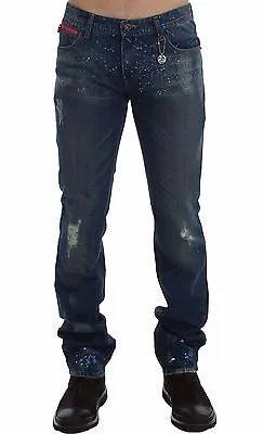 Узкие брюки COSTUME NATIONAL CNC Blue Wash Paint Джинсы W34 / IT48 Рекомендуемая розничная цена 380 долларов США