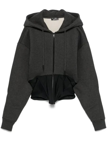 Mugler корсетная толстовка с капюшоном, серый